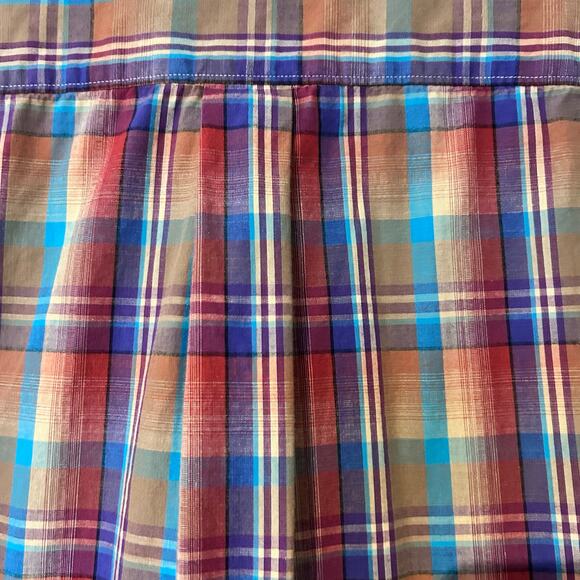 Forsyth Of Canada Mens Shirt Short Sleeve Non-Iron XL Purple/Orange Plaid Preppy - Picture 7 of 9